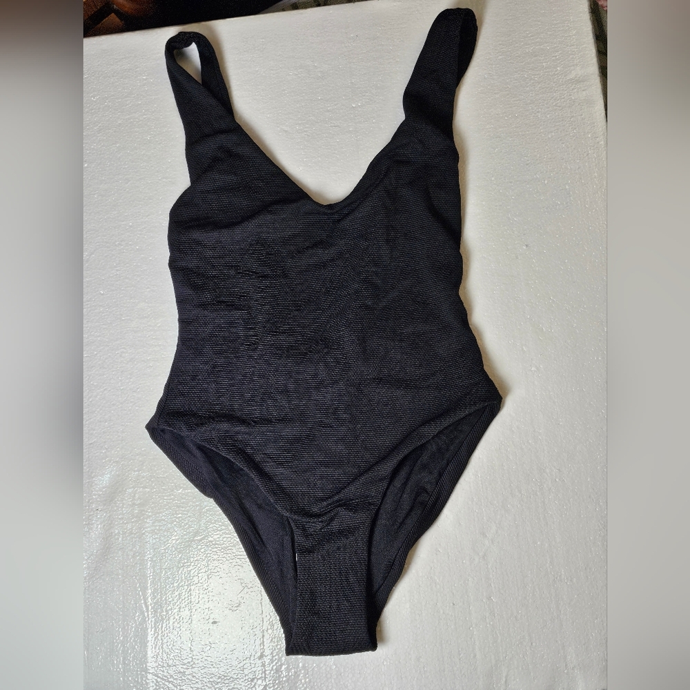 Eberjey Off Black Textured Scoop One Piece Classic Cut Swimsuit Size XS